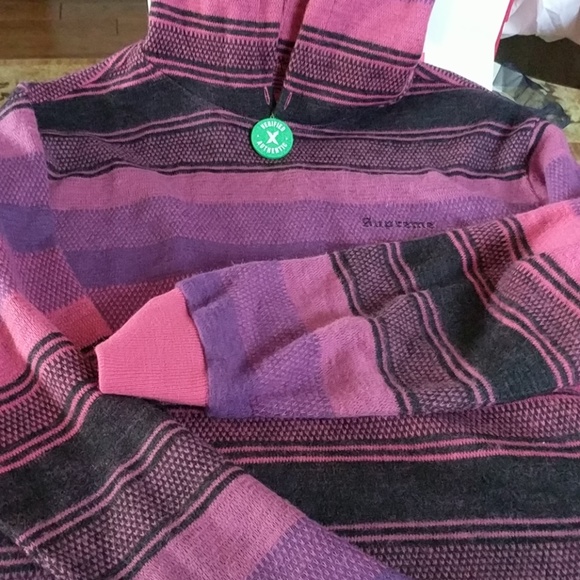 supreme striped hooded sweatshirt purple